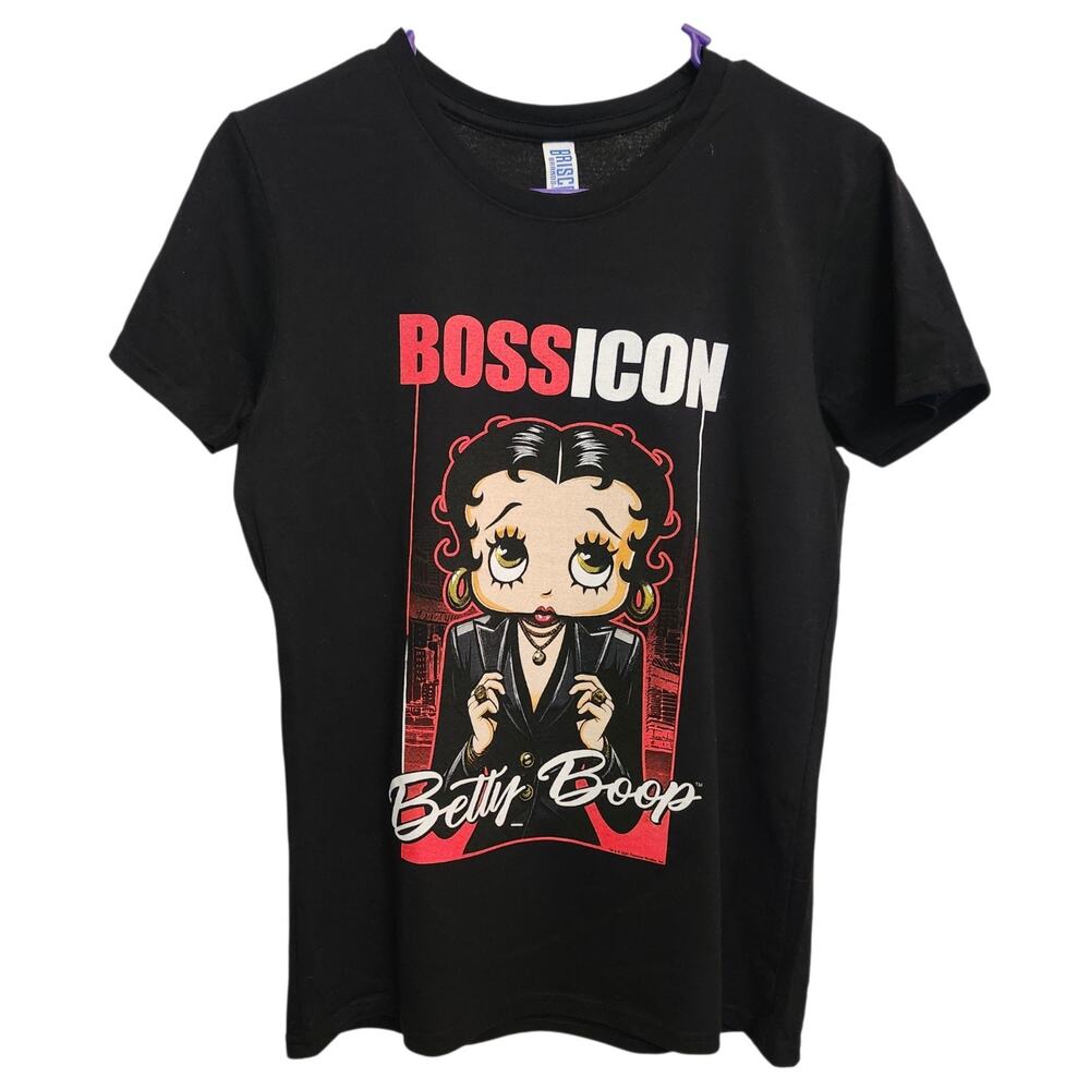 NWOT Betty Boop Bossicon Black Graphic Tee Sz M Mob Boss Lady